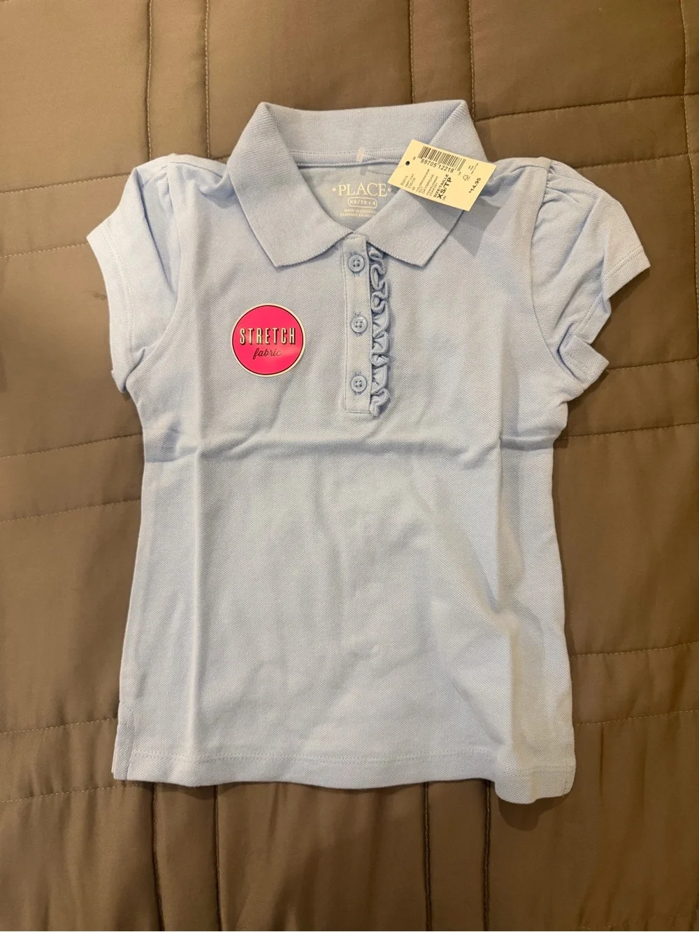 Children’s place Girls Light Blue Polo with Ruffle Placket size 4- 2 pack